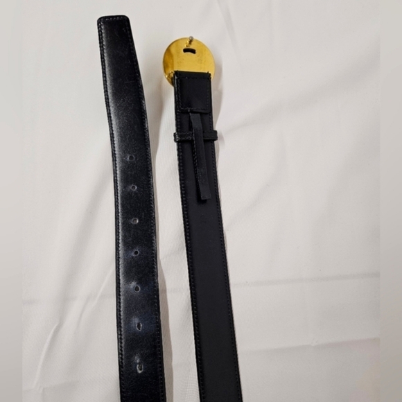 Celine Planet Belt In Navy Blue Leather and Gold Hardware Size 70 / 25 - Picture 12 of 14